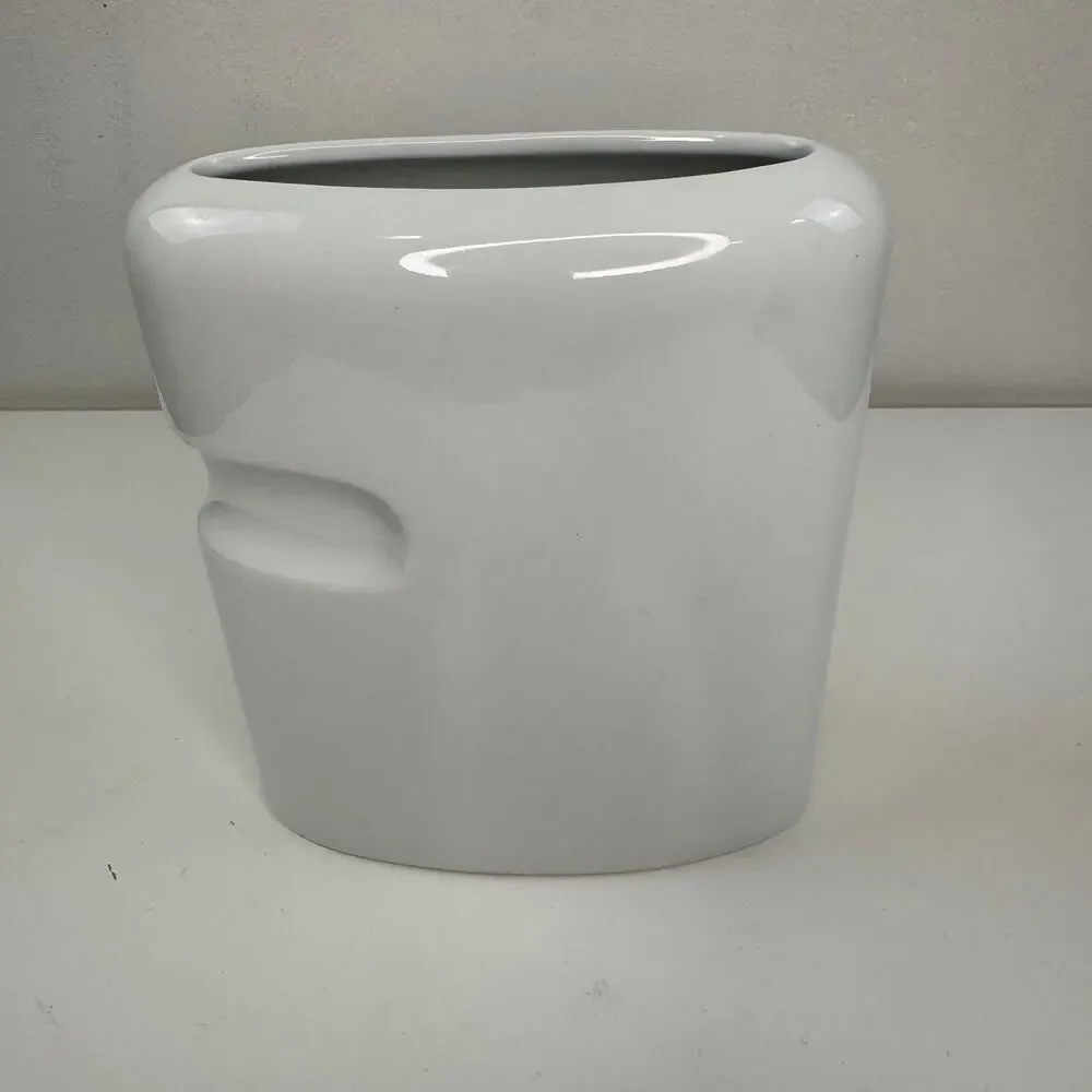 Hakusan Japan Pottery Vase White Ceramic MCM Modern Minimalist RARE